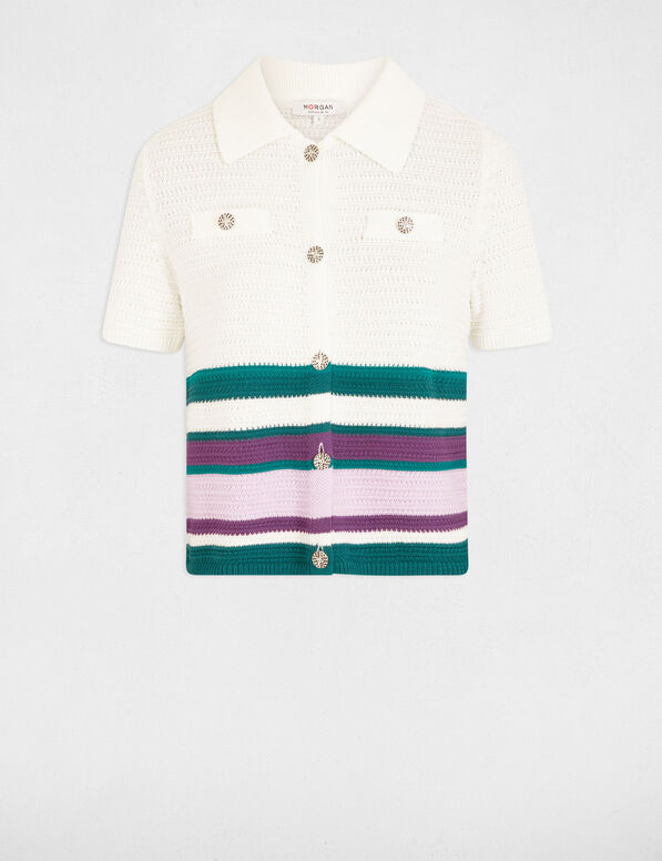 Gilet col à revers multicolore femme
