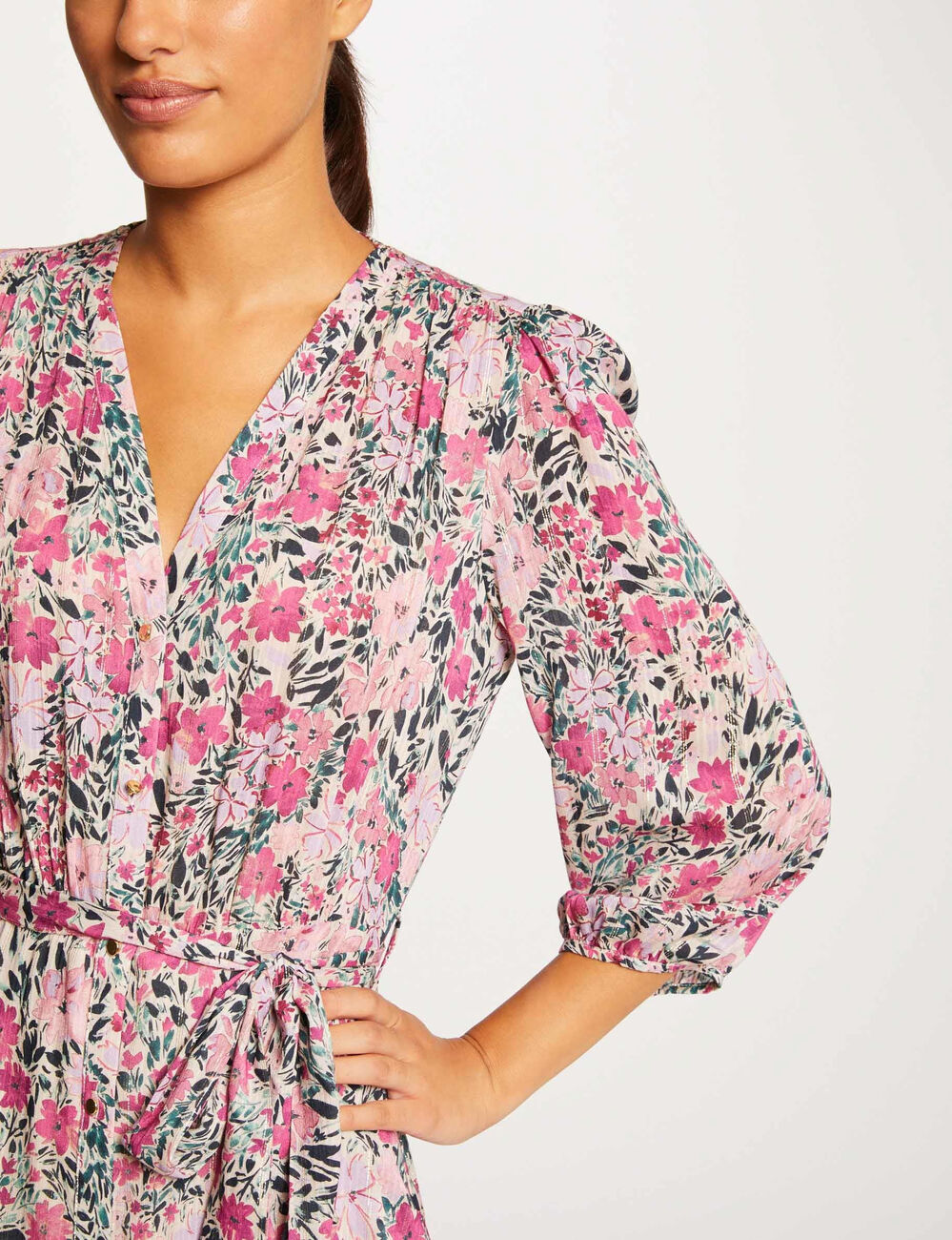 Robe longue droite imprimé floral multico femme