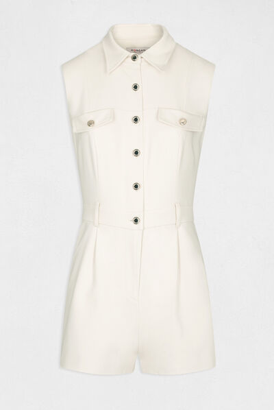 Combinaison droite boutonnée ivoire femme