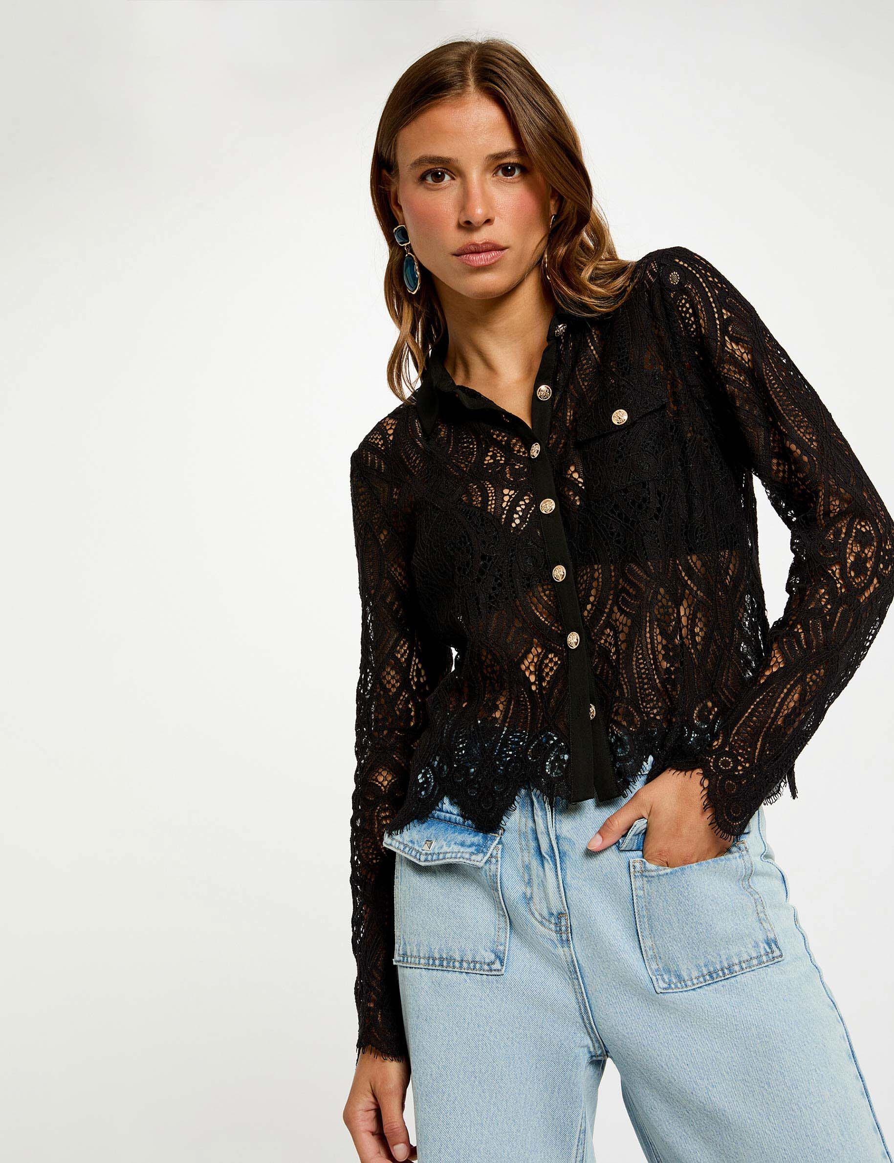 Chemise courte dentelle femme