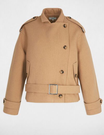 Manteau court oversize beige femme