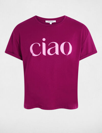 T-shirt col rond prune femme