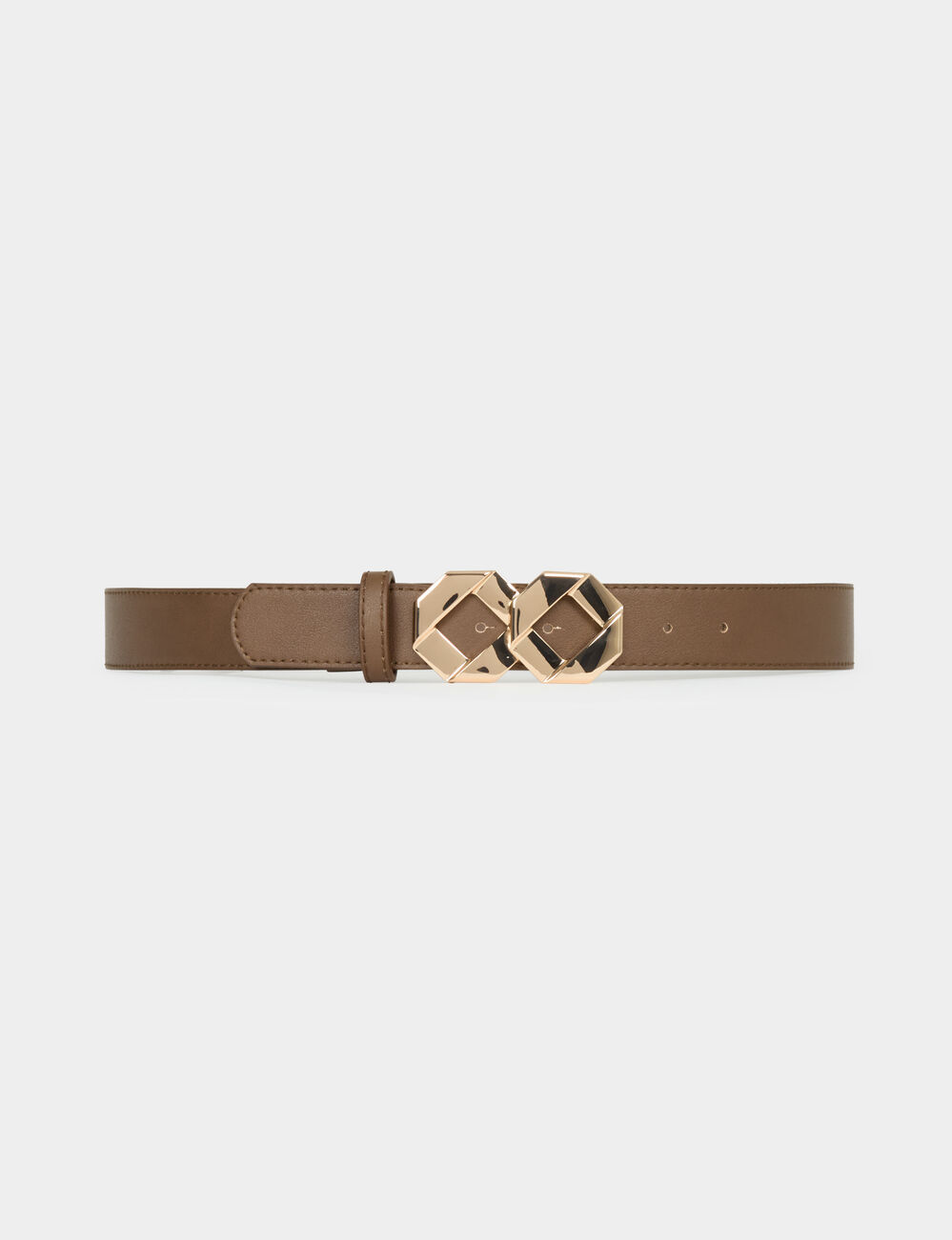 Ceinture fine similicuir marron clair femme