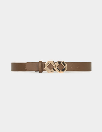 Ceinture fine similicuir marron clair femme