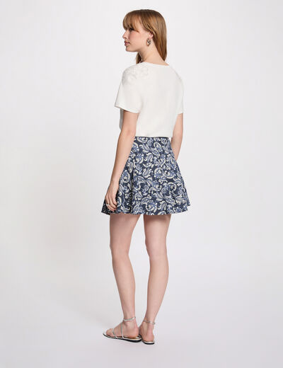 T-shirt col v manches courtes blanc femme