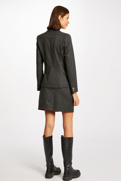 Veste city droite à détail chaîne gris anthracite femme