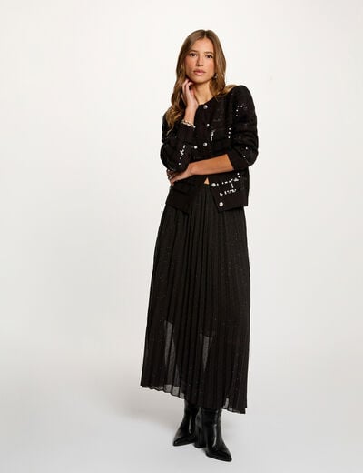 Jupe longue strass noir femme