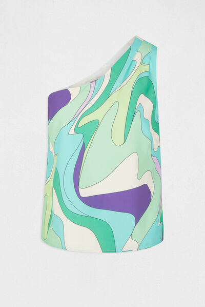 Blouse asymétrique imprimé abstrait multico femme