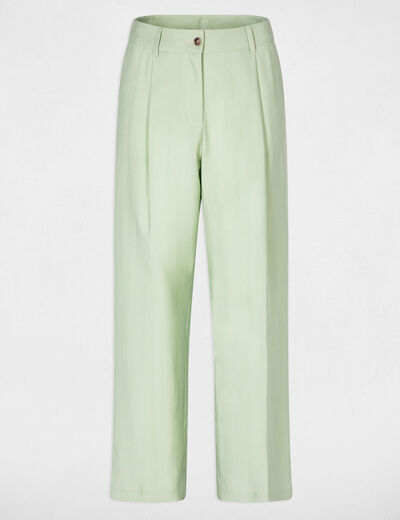 Pantalon carotte taille haute vert pastel femme