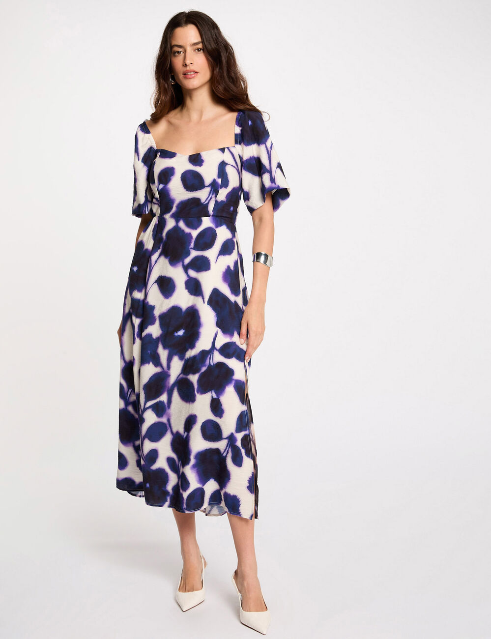 Robe longue droite imprim&eacute;e multicolore femme