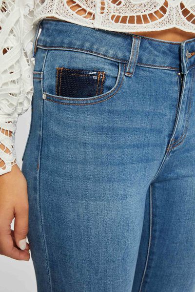 Jeans skinny avec détails sequins jean stone femme