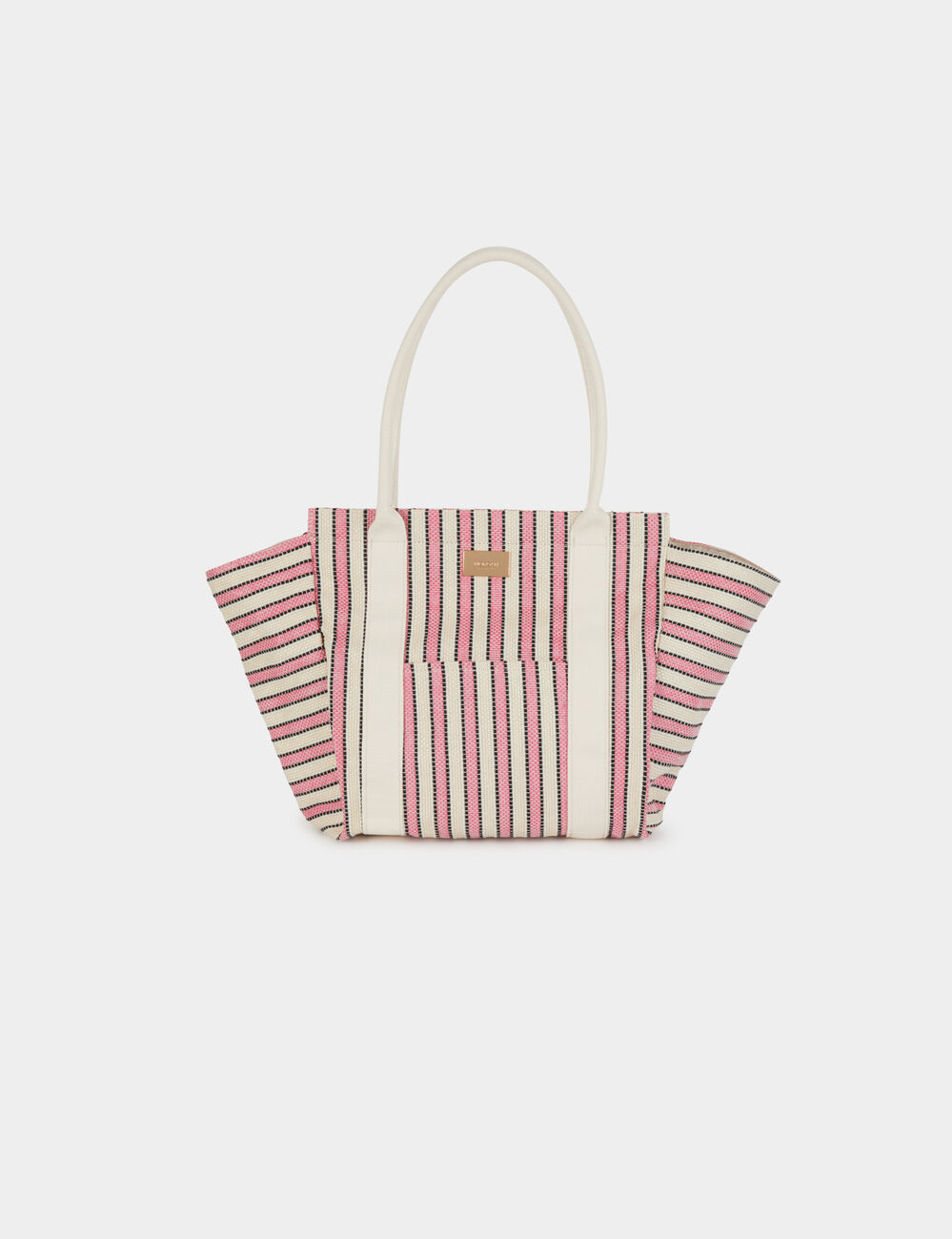 Sac cabas ray&eacute; ivoire femme