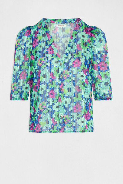 Chemise manches 3/4 imprimé floral multico femme