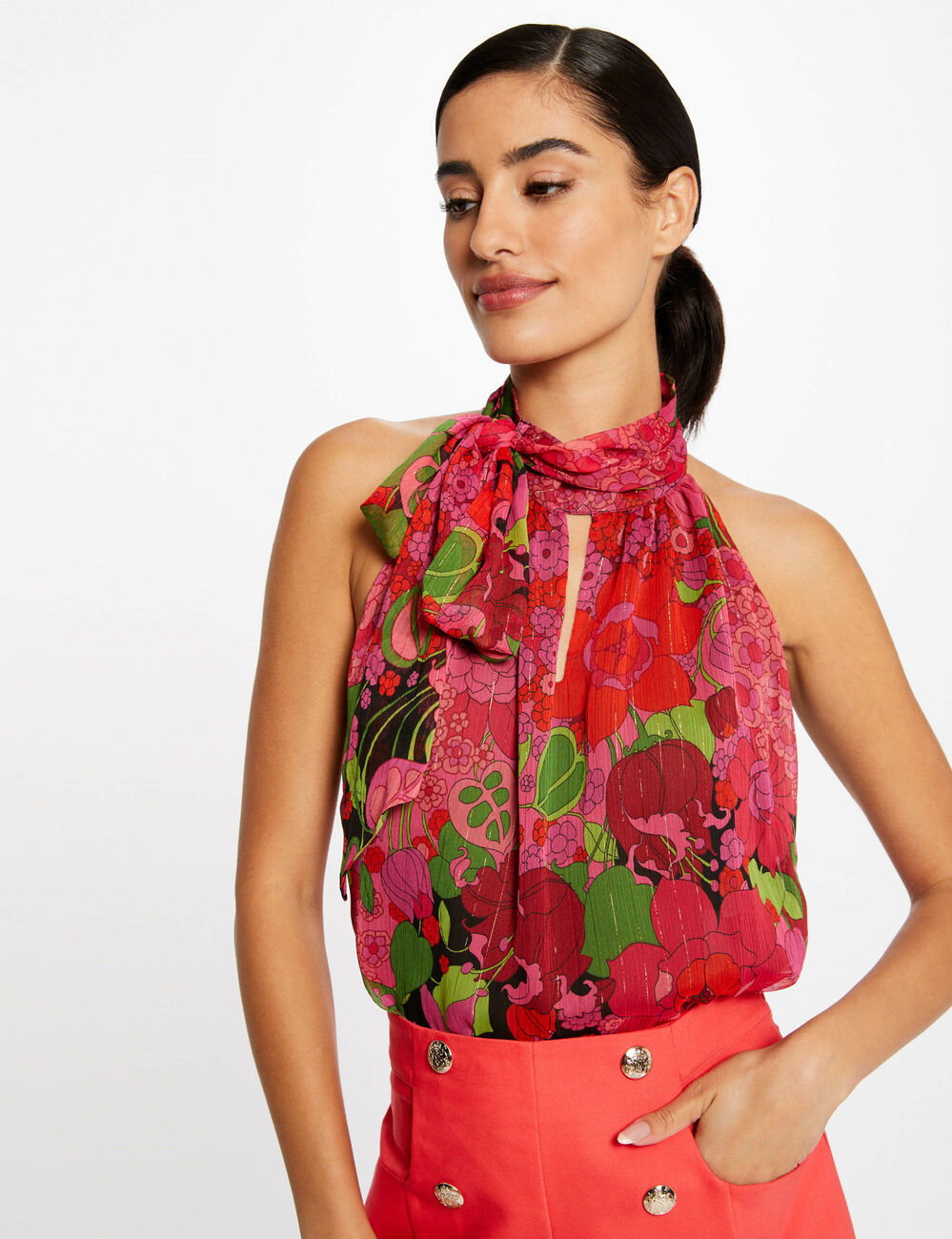 Blouse sans manches imprimé floral multico femme