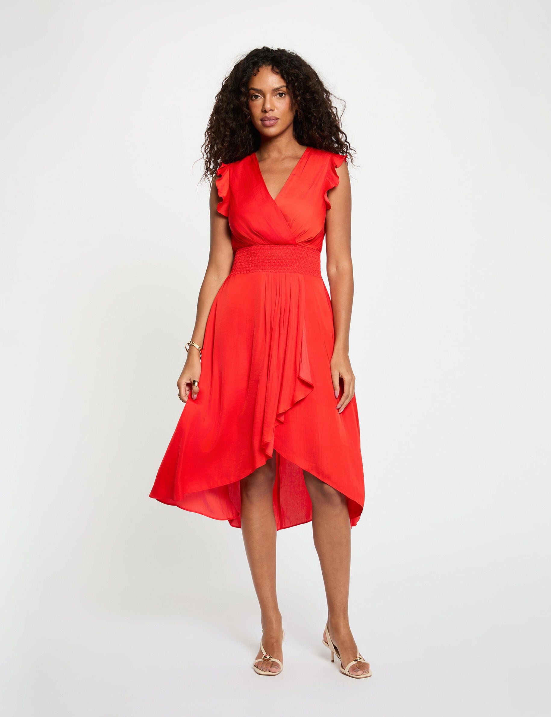 Robe droite fluide sans manches femme
