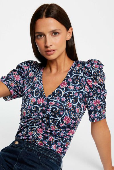 T-shirt manches courtes imprimé floral multico femme