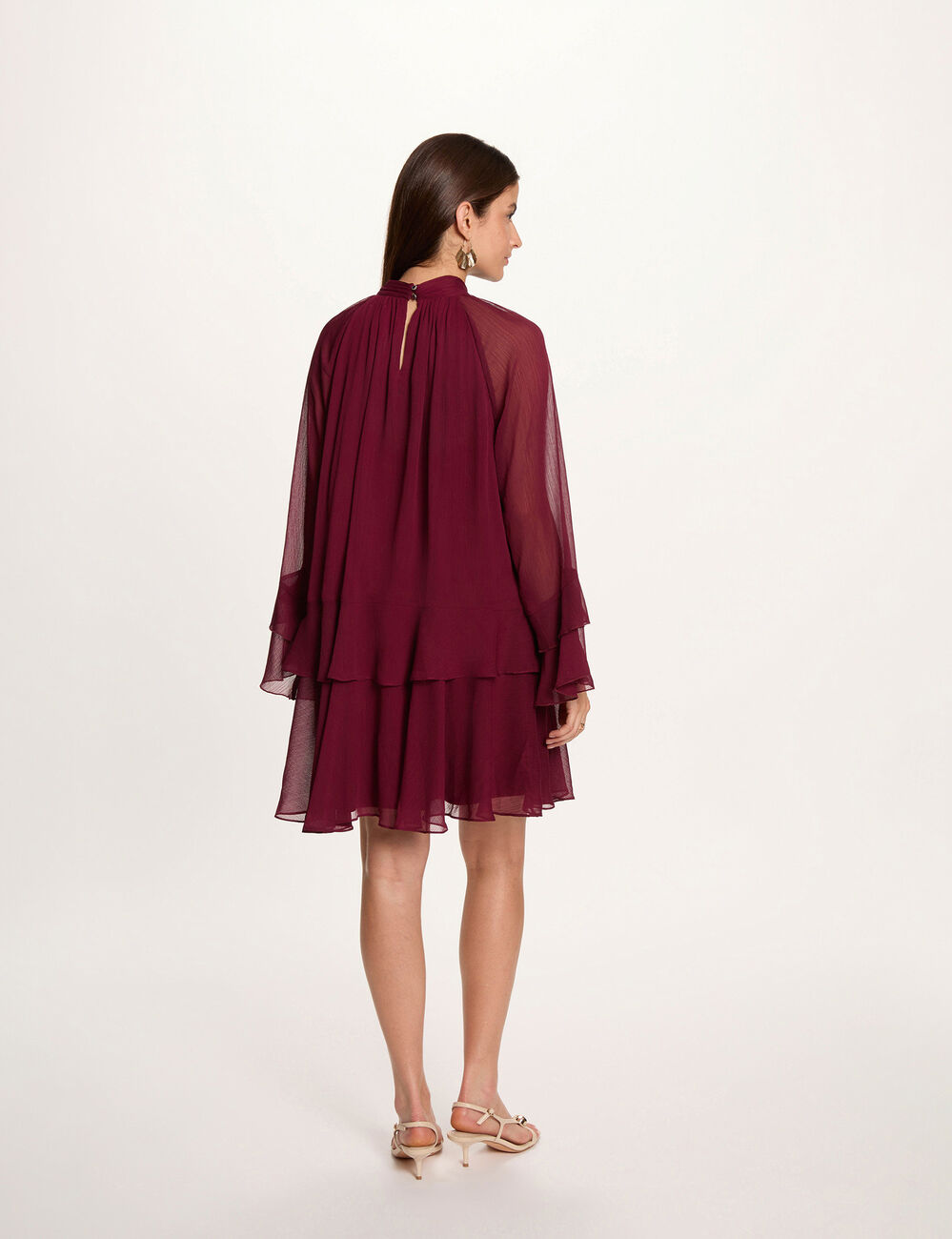 Robe courte fluide prune femme