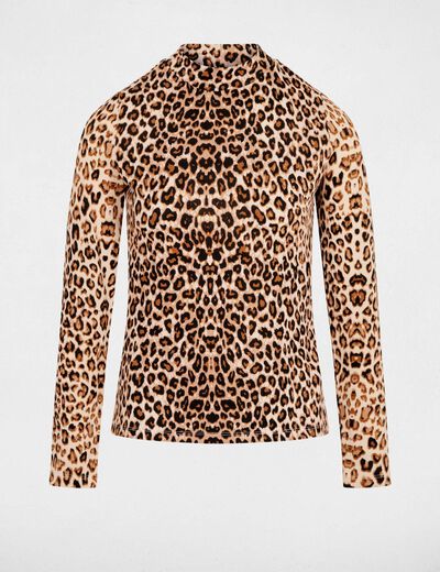 T-shirt col montant multicolore femme