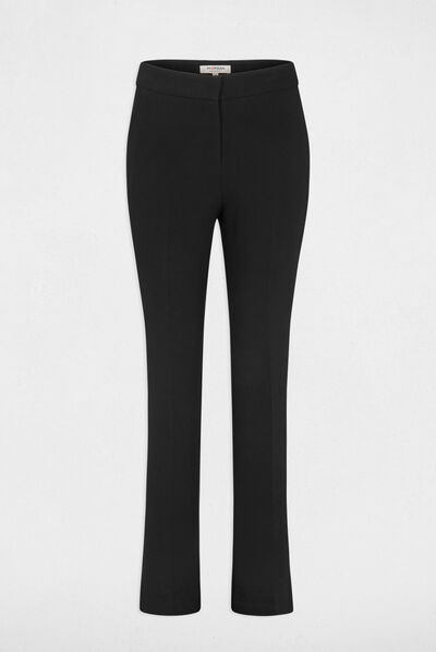 Pantalon smocking flare bandes satin noir femme