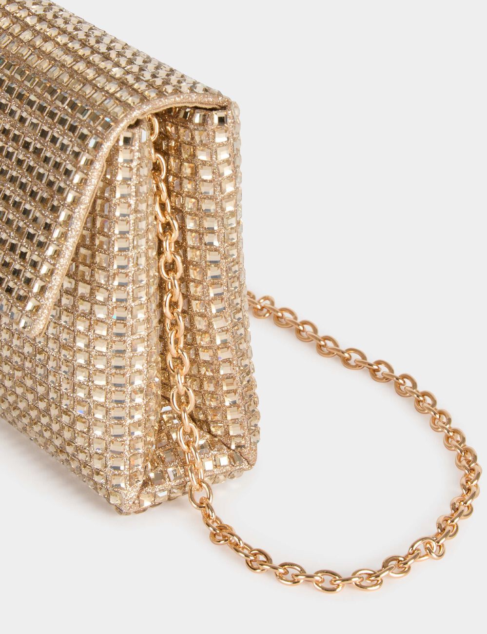Pochette strass jaune or femme