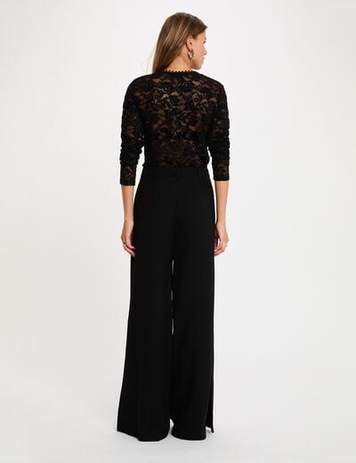 Chemise en dentelle col v noir femme
