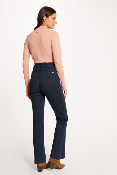 Pull manches longues boutons décoratifs vieux rose femme