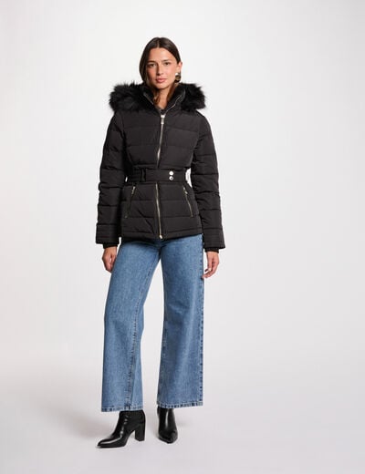 Doudoune &agrave; capuche noir femme