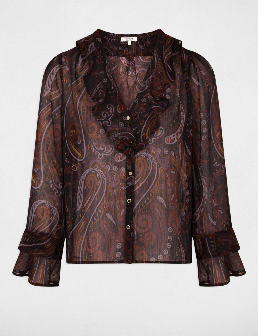 Chemise voile col v multicolore femme