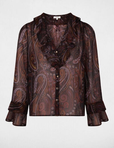 Chemise voile col v multicolore femme