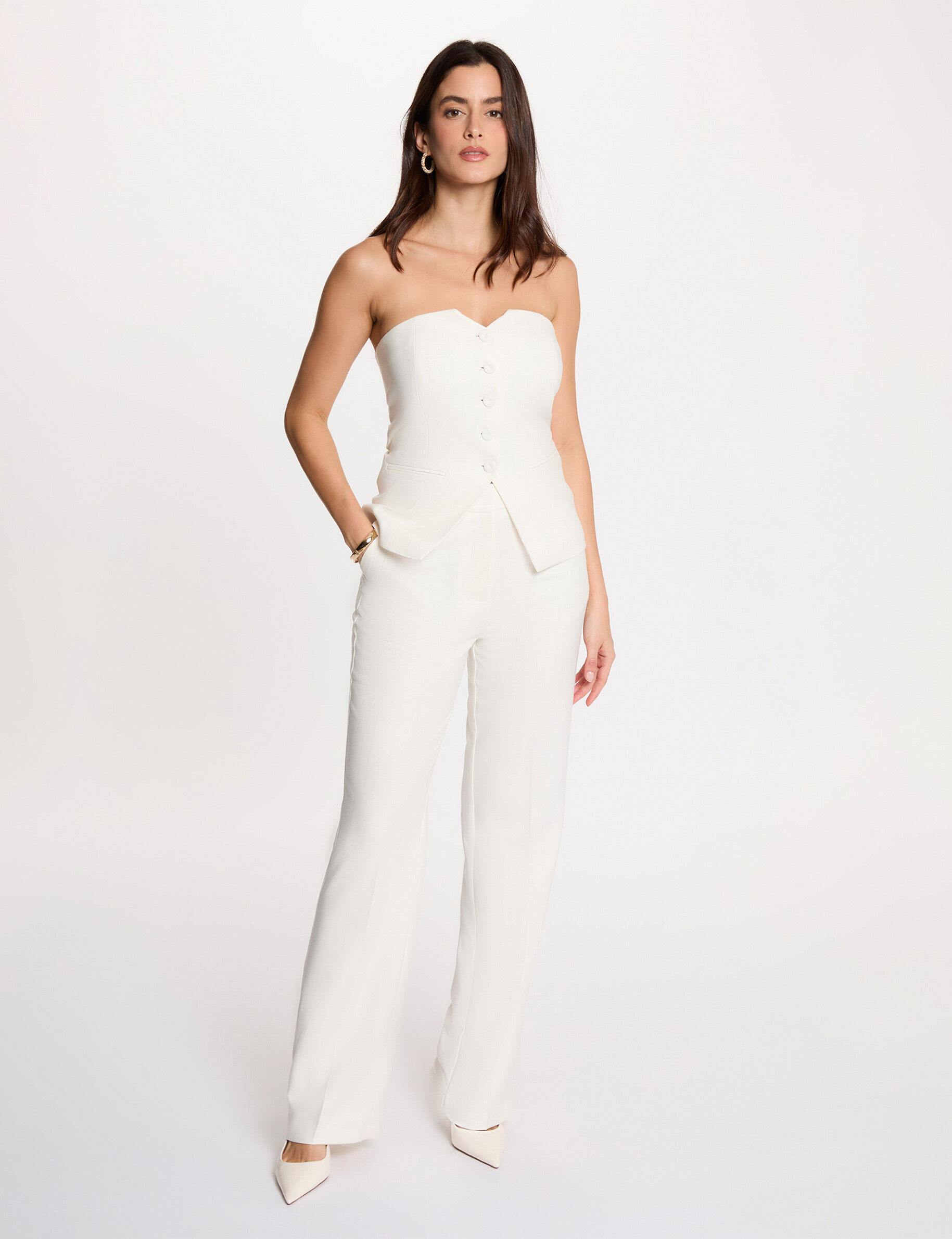 Pantalon large taille haute femme