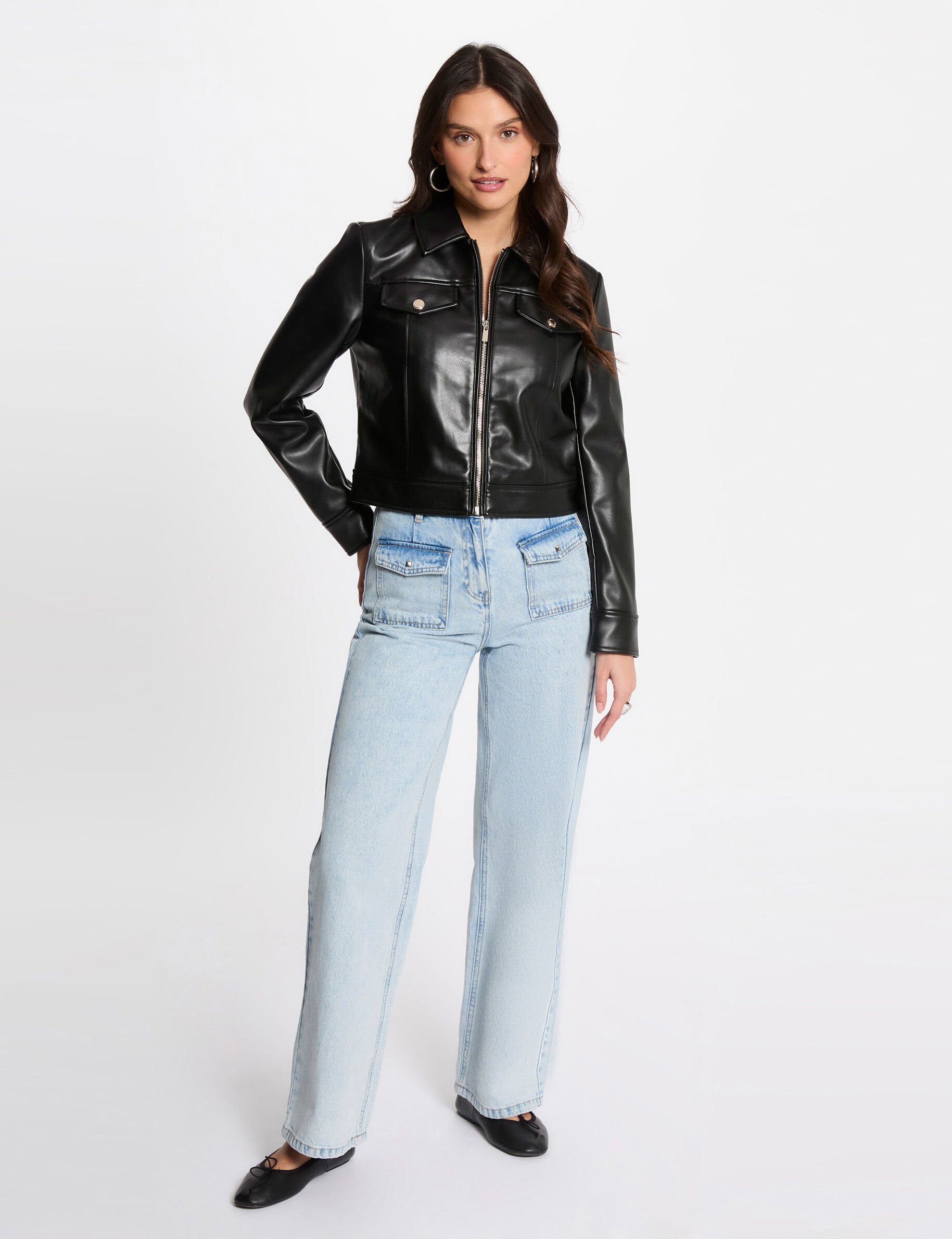 Blouson court simili cuir - Morgan - Modalova