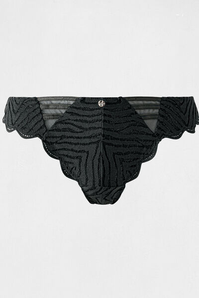 Tanga dentelle vert kaki femme