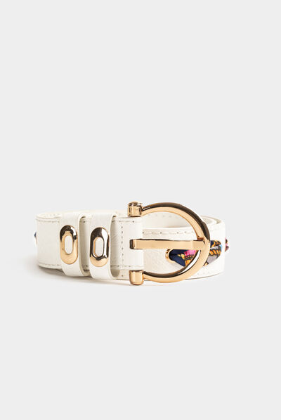 Ceinture avec foulard et aspect croco blanc femme