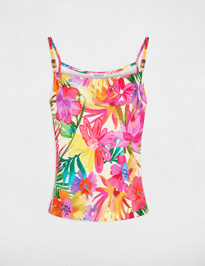Top satin&eacute; col b&eacute;nitier multicolore femme