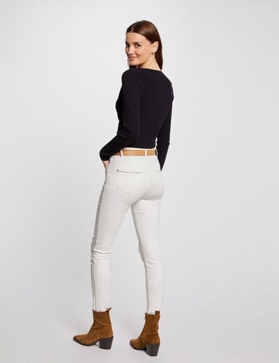 Pull manches longues col cache-coeur marine femme