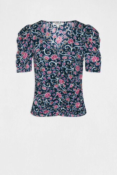 T-shirt manches courtes imprimé floral multico femme