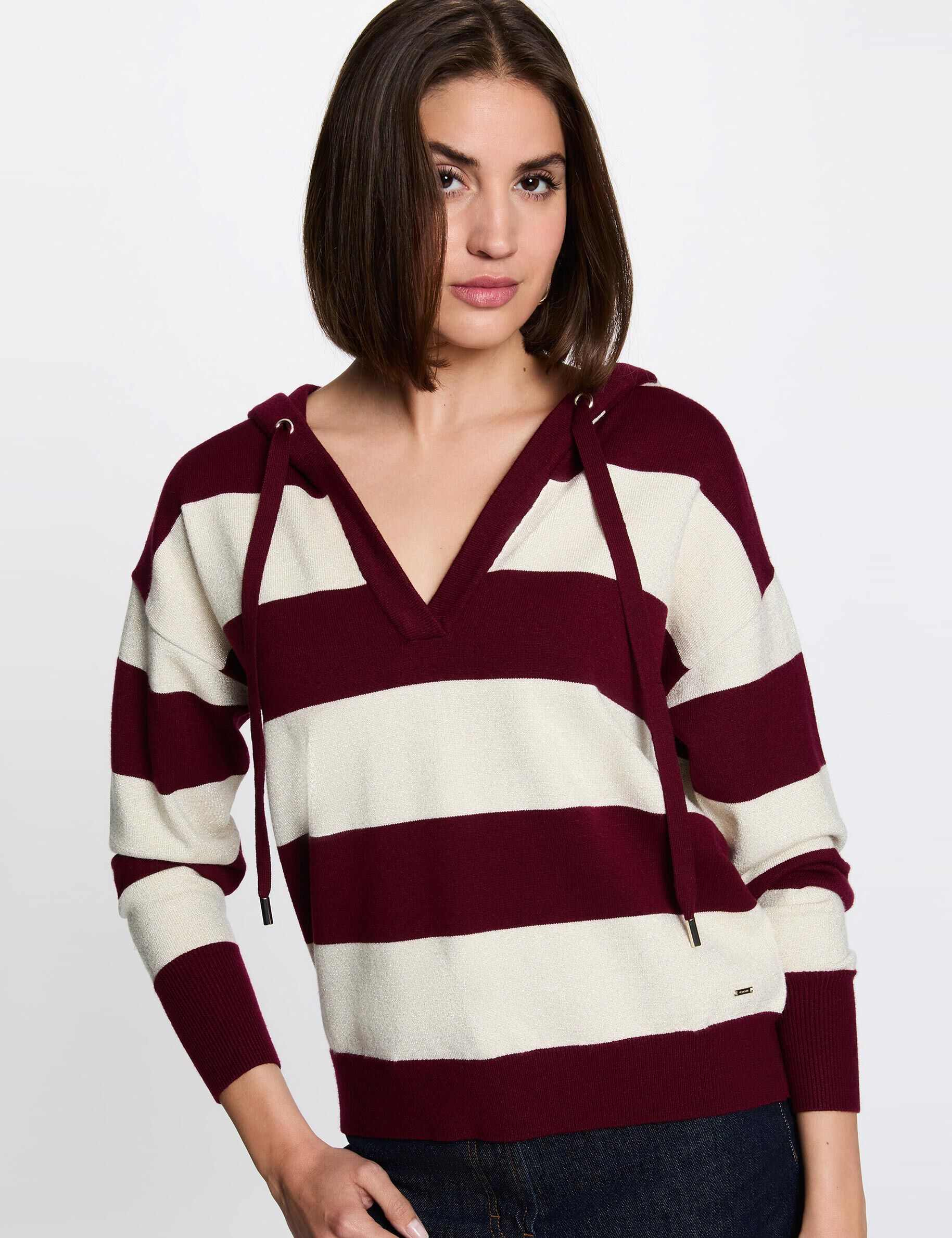 Pull rayé à capuche femme