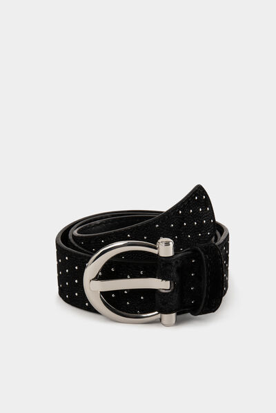 Ceinture velours avec clous noir femme