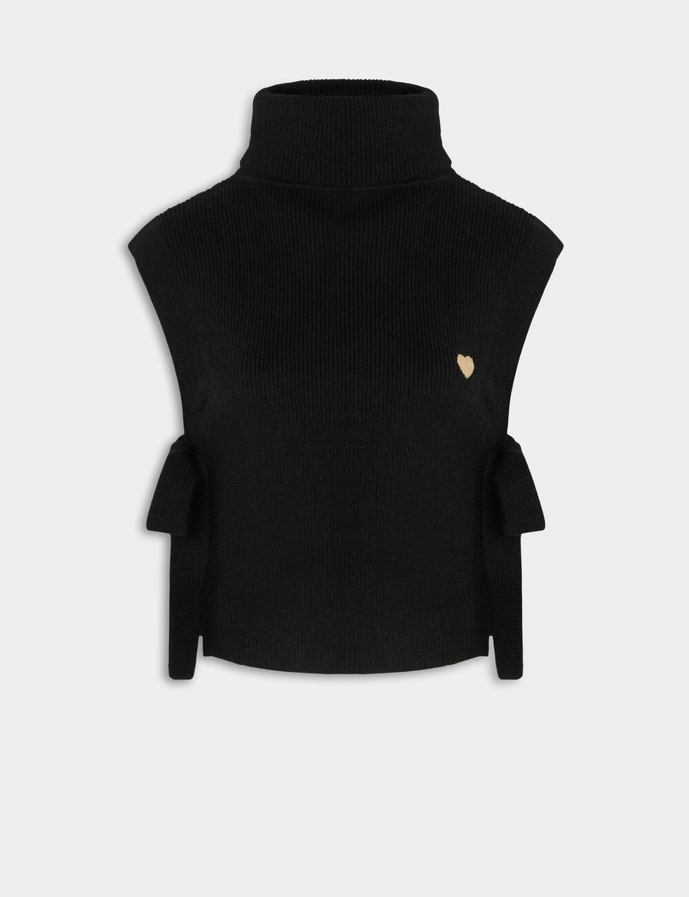 Poncho col brod&eacute; noir femme