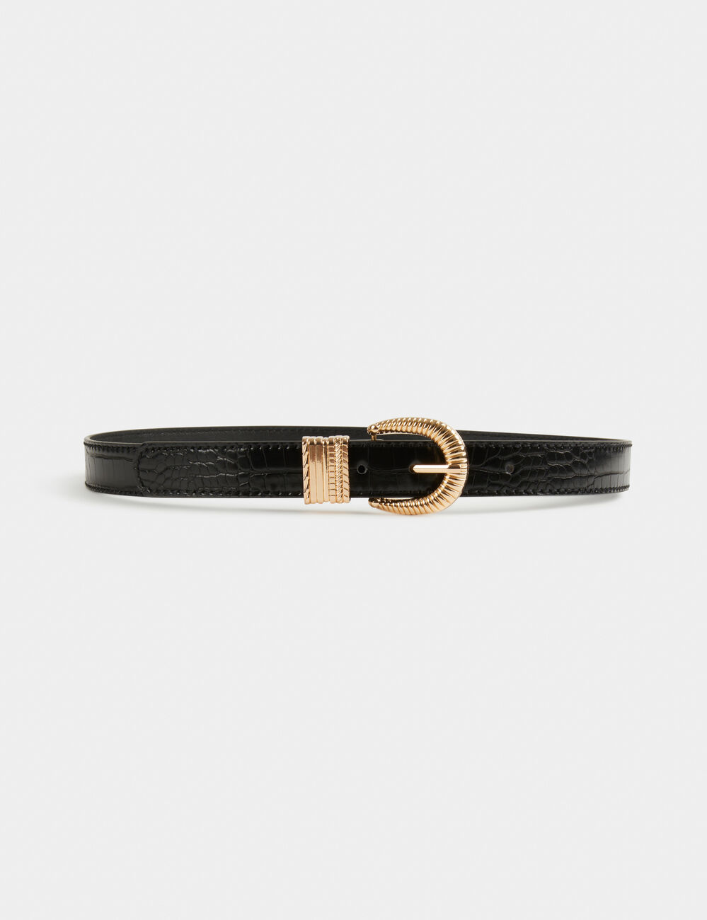 Ceinture aspect croco noir femme