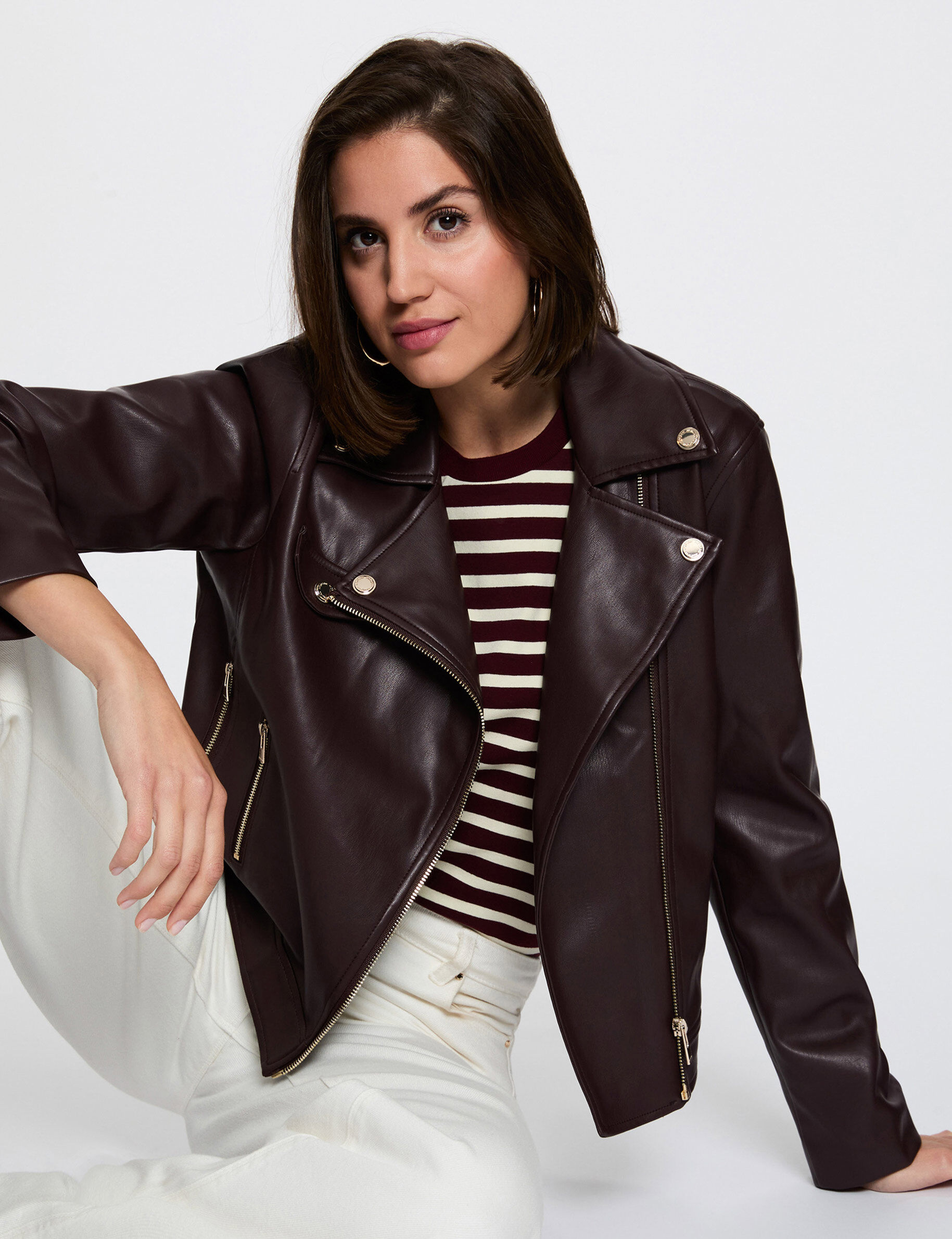 Blouson similicuir ajusté femme