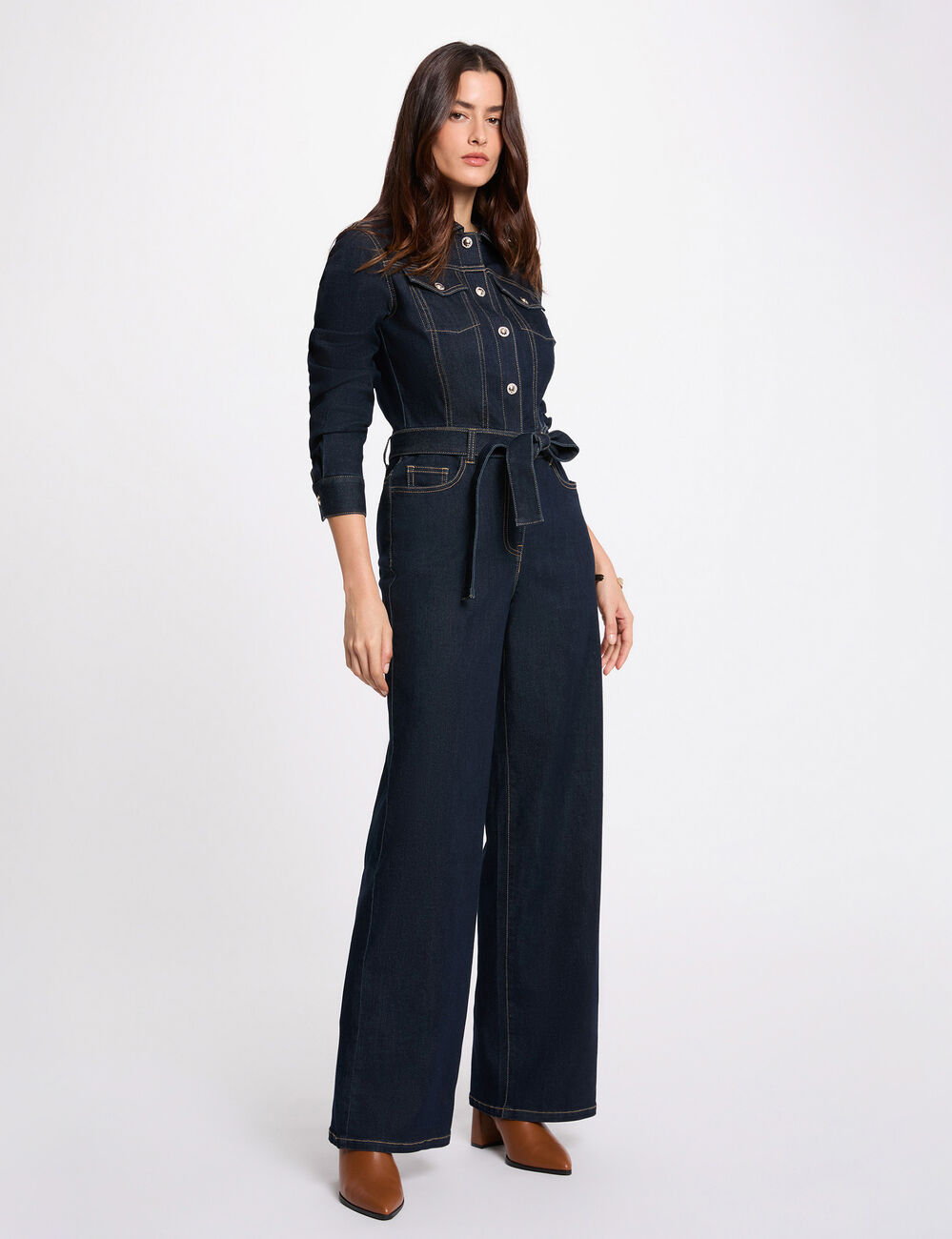 Combinaison jean large denim brut femme