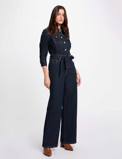 Combinaison jean large denim brut femme
