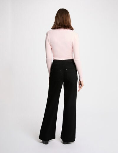 Pull ajust&eacute; col tailleur rose clair femme