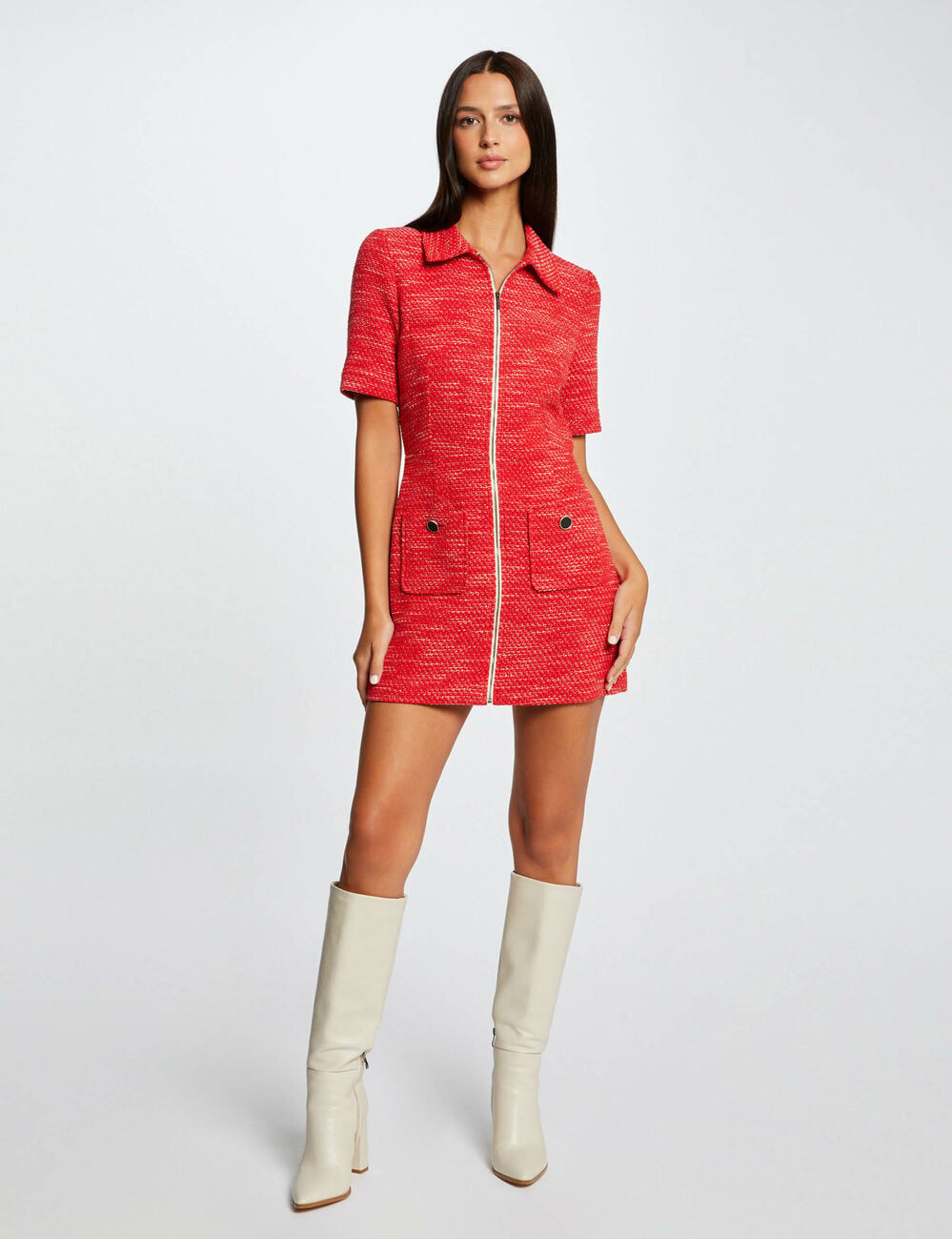 Robe cintr&eacute;e zipp&eacute;e manches courtes multico femme