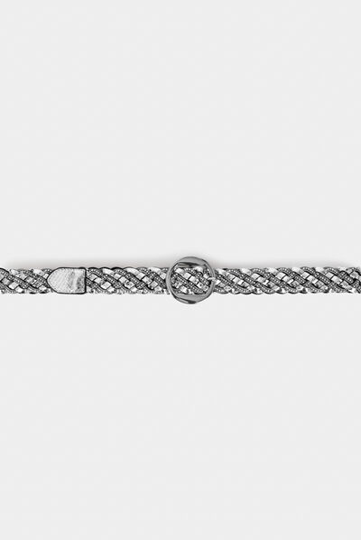 Ceinture tressée avec strass gris moyen femme