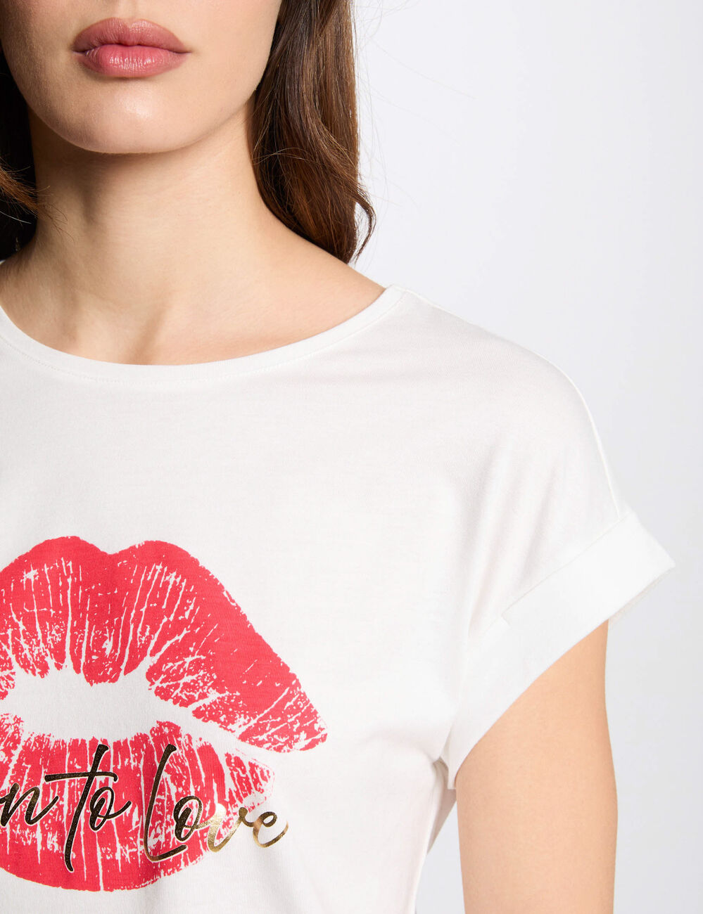 T-shirt &agrave; inscription blanc femme
