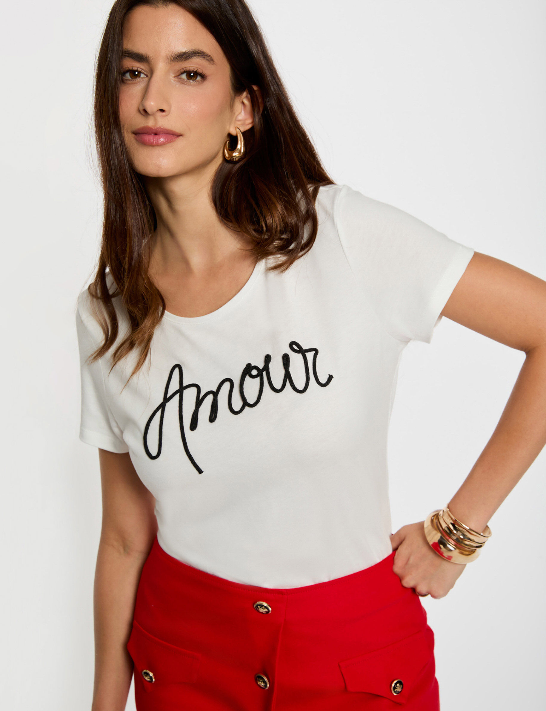 T shirt droit inscription femme - vue 2