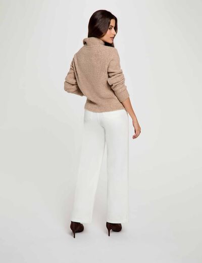 Pull col montant beige moyen femme
