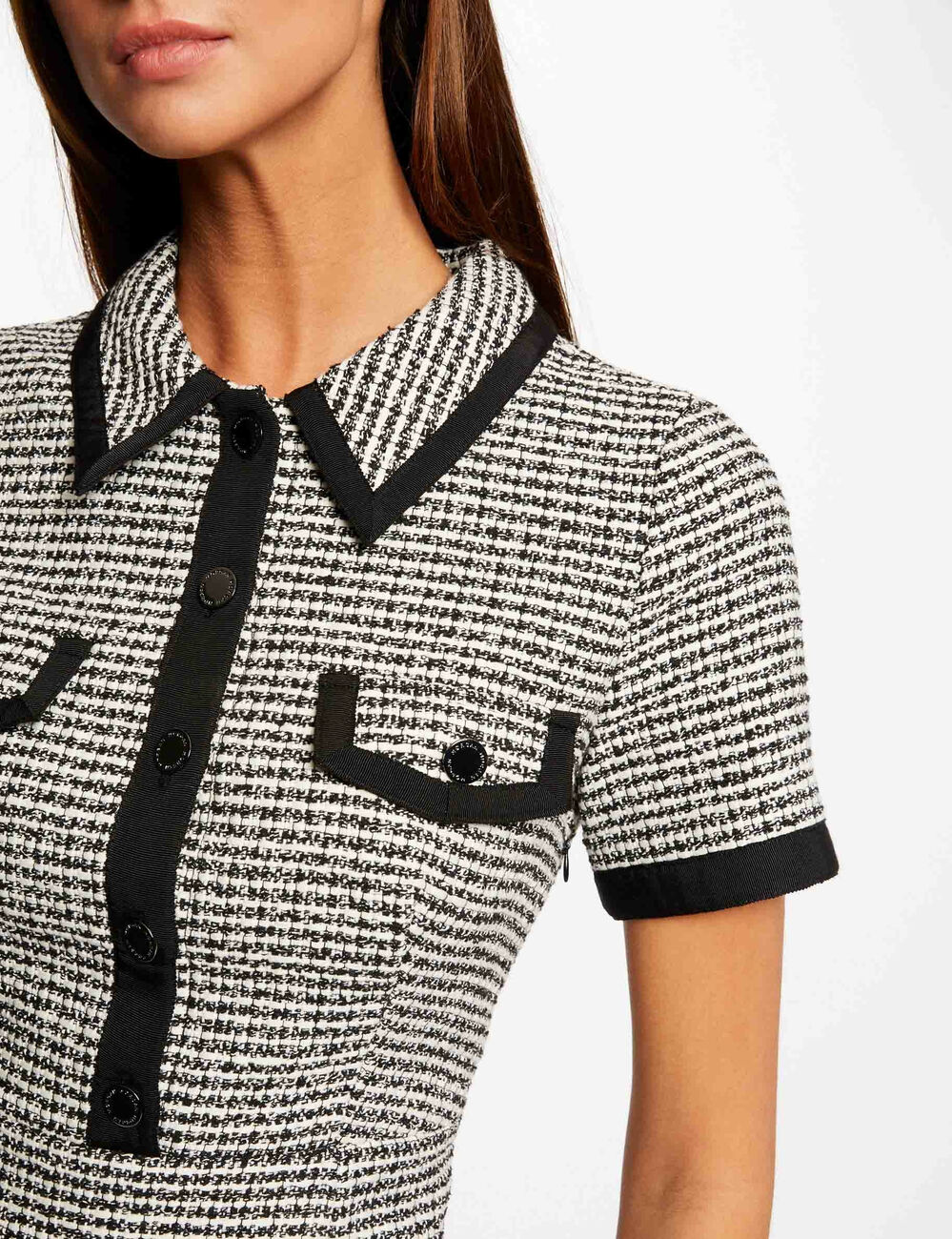 Robe droite avec col polo noir femme